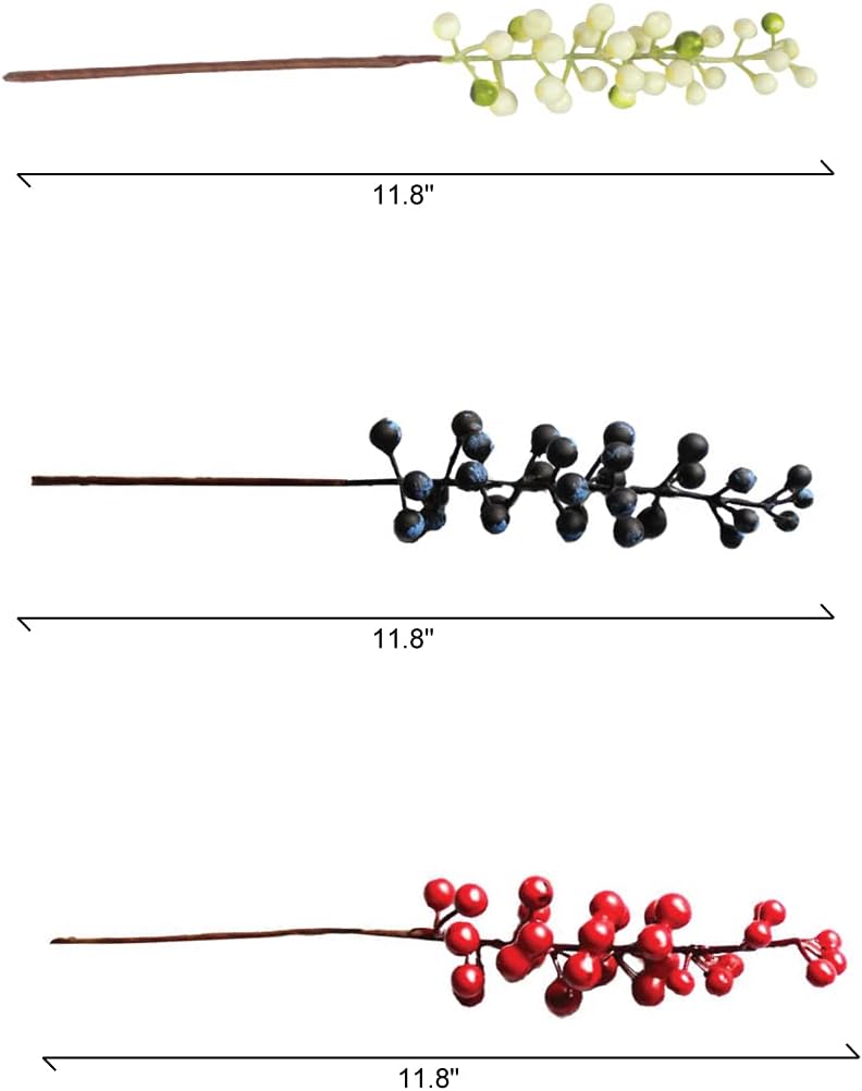 Artificial Burgundy Berries Stems 20 Pcs 12 Inch Each