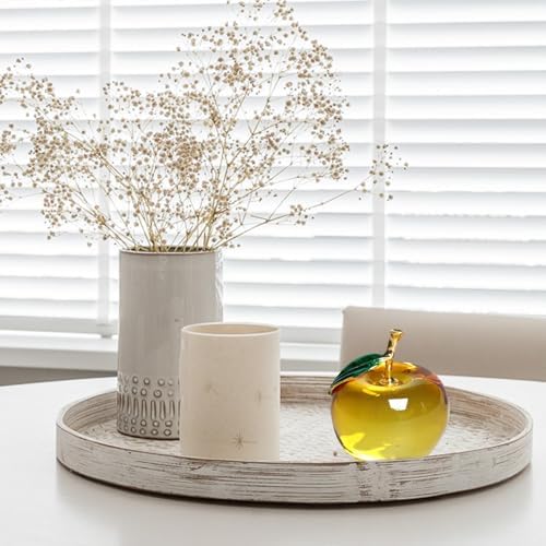 Yellow Artificial Glass Apple Crystal Fruit Ornament