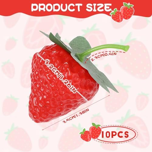 10 PCS Artificial Strawberries Kitchen Decor Lifelike Fruit Photography Props