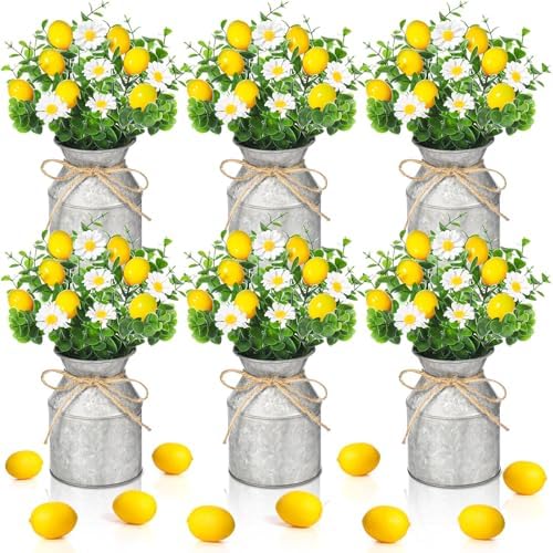 Mimorou 6 Set Artificial Lemon Centerpiece Decor Set
