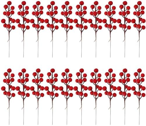 Red Fruit Flower Decoration Artificial Christmas Ornaments 20 Branches