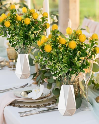 2 Pieces Artificial Lemon Branches for Vase Decor