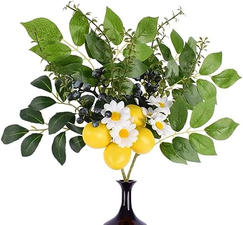 Artificial Lemon Blueberry Branches 2Pcs 145 Inch Fake Flowers for Centerpieces