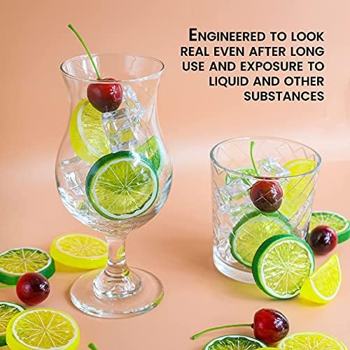 40Pcs Artificial Lifelike Cherries and Lemon Decor