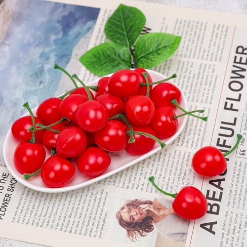 Gresorth 50pcs Artificial Red Cherry Decoration
