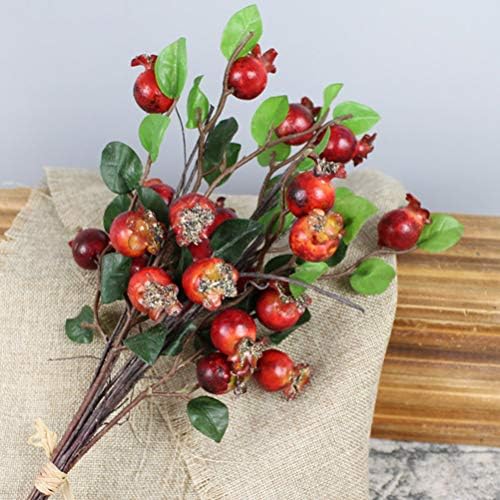 Group of 5 Artificial Rosehip Berries Pomegranate Branches