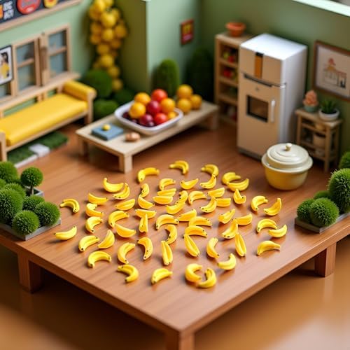 35Pcs Yellow Mini Plastic Artificial Bananas for Decor