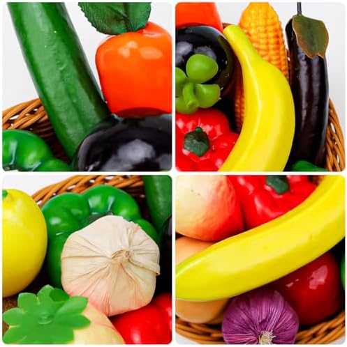 16 Pcs Realistic Plastic Fake Vegetables and Fruit Set