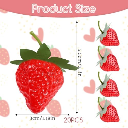 20 Piece Fake Red Strawberries for Decor and Display