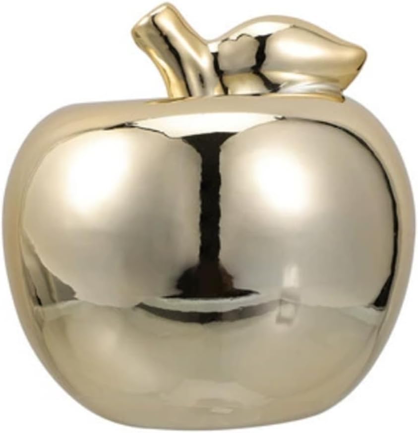 6 Inch Golden Ceramic Apple Decor Sculpture