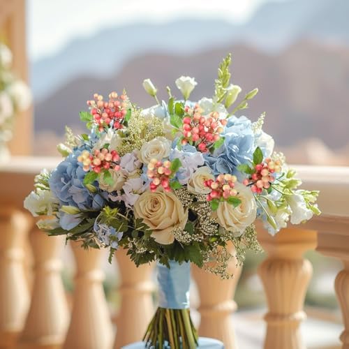 HUIANER Artificial Pink White Berry 4PCS for Wedding Decor