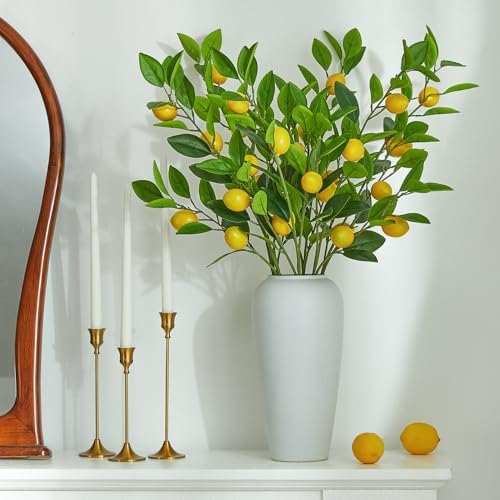 36 Inch Artificial Lemon Branches with Realistic Fruits and Leaves