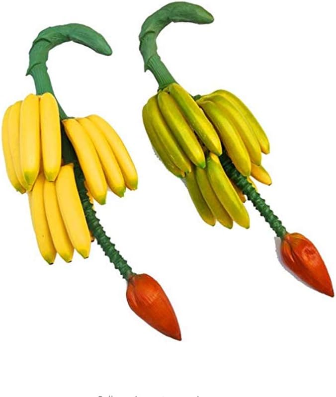 Zzooi Artificial Banana Cluster with Stem and Bud Green