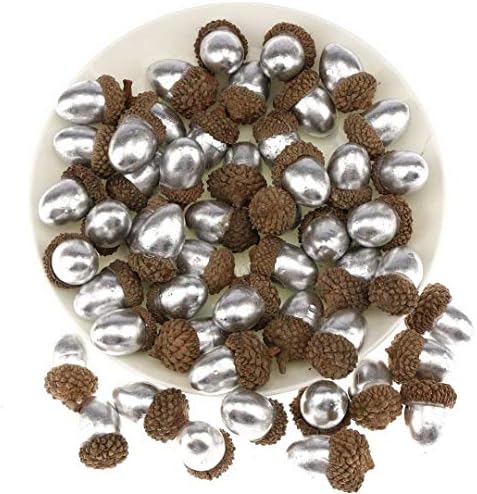 Gresorth 50pcs Artificial Silver Acorn Decor
