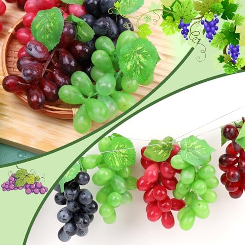 Folmywy 8 Pack Realistic Artificial Grape Bunches