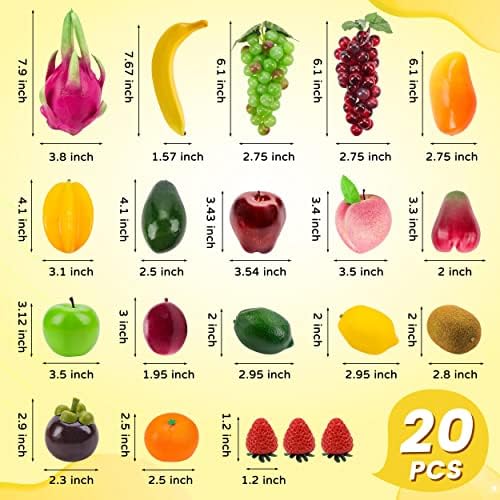 Toopify 20 Pcs Artificial Fruit Set for Home Decor