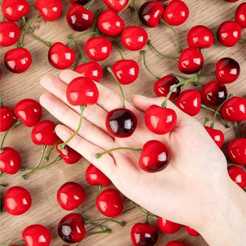 180Pcs Artificial Red and Black Cherries Decor