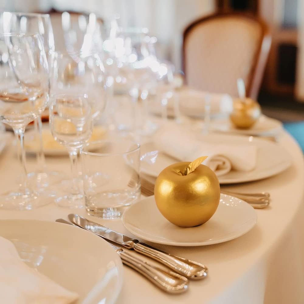 Lifelike Gold Artificial Apples for Home Decor 6PCS