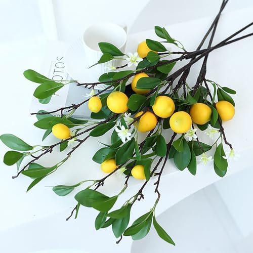 DULRLLY 4 Pcs Artificial Lemon Branches for Home Decor