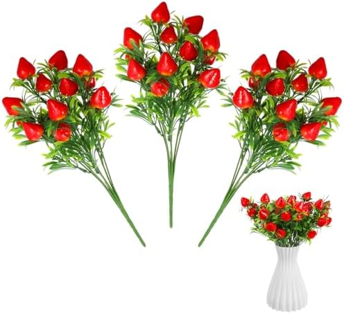 PRETYZOOM 15pcs Artificial Strawberry Picks for Decor and Crafts