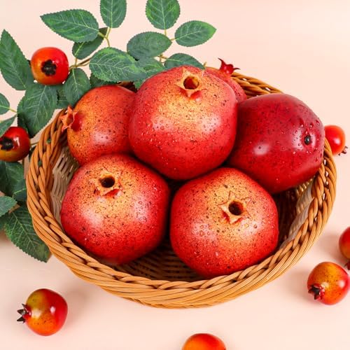 6pcs Artificial Pomegranate Decoration for Home Kitchen Wreath Party