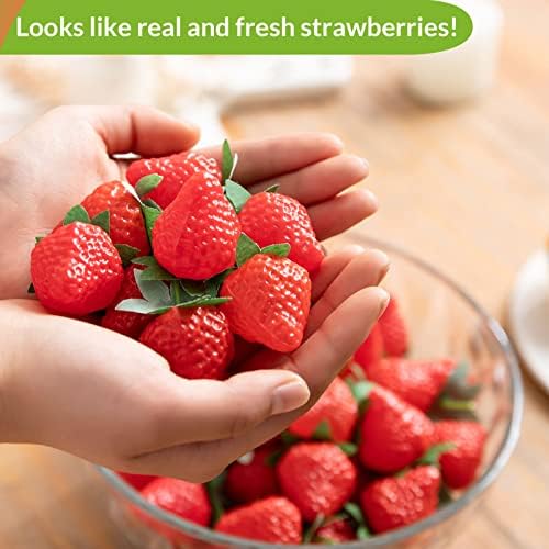 60 Pieces Realistic Fake Strawberries Decor