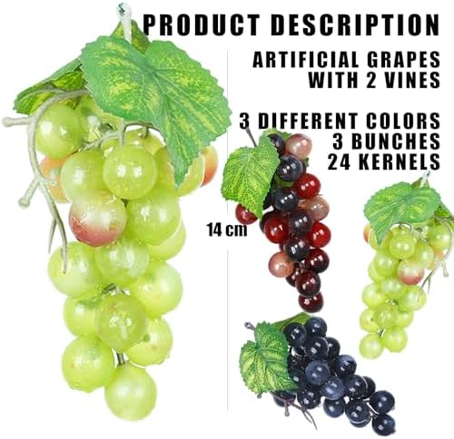 Tuxiaobu Artificial Grapes Decorations 3 Pcs Mixed