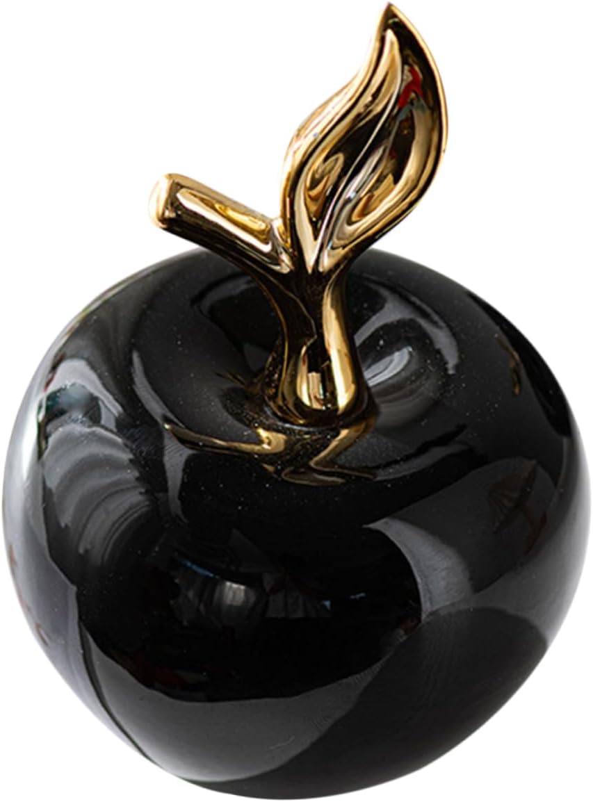 Lifelike Small Ceramic Apple Figurine for Home Office Decor
