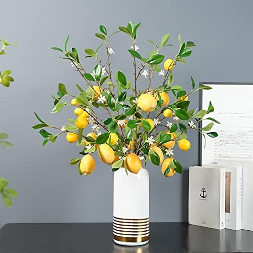 3Pcs Artificial Lemon Tree Branches for Vase Decor