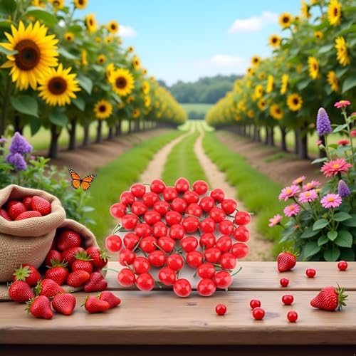 20Pcs Red Artificial Cherries Decoration Decorative Fruit Ornament