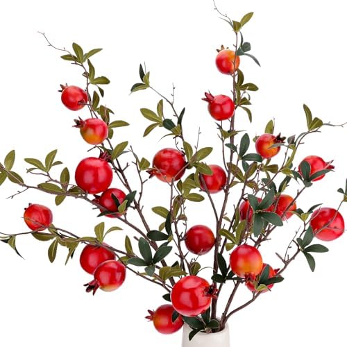 Gresorth Artificial Pomegranate Branches 3pcs Lifelike Decoration