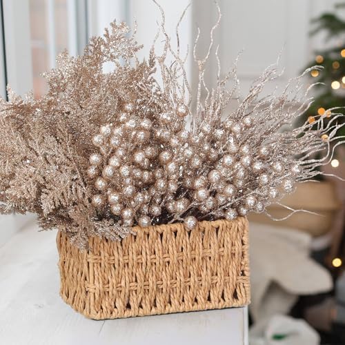 75 Pcs Champagne Gold Christmas Glitter Branches