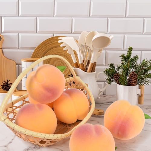 HUIANER Artificial Yellow Peaches 6PCS Decor Set