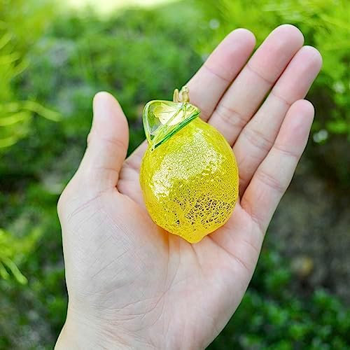 Hand Blown Yellow Lemon Murano Glass Ornament 3 x 2