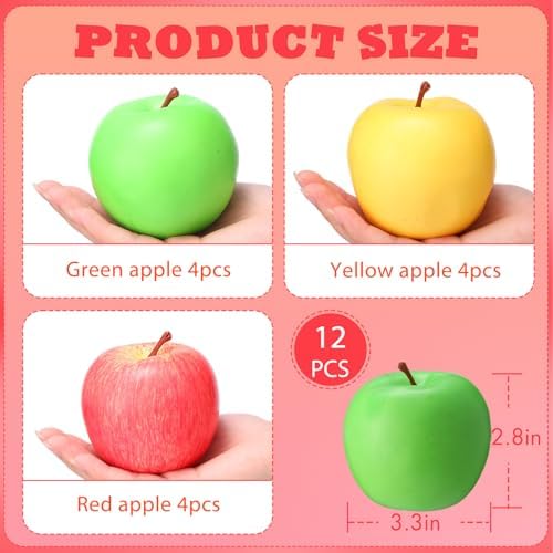 Libima 12 Pcs Realistic Fake Plastic Apples Decorations