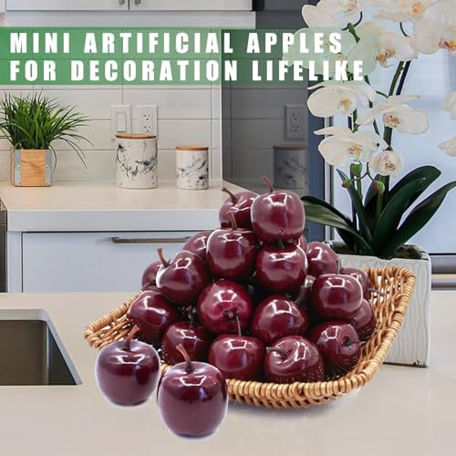 Tuxiaobu Lifelike Fake Apples 30 Pcs Red Artificial Fruit Decorations