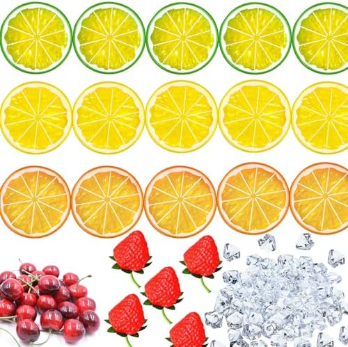 80 Pcs Artificial Fruit Ice Cubes Set for Decor