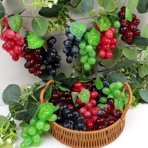 Folmywy 8 Pack Realistic Artificial Grape Bunches