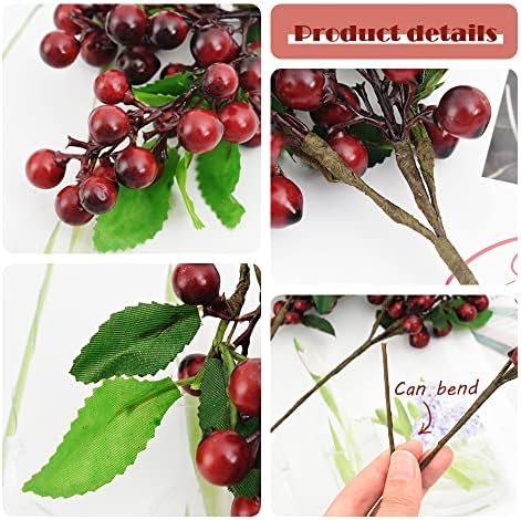 HUIANER Artificial Dark Red Berries with Stems