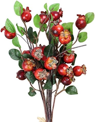 Group of 5 Artificial Rosehip Berries Pomegranate Branches