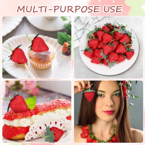 Healifty Realistic Artificial Strawberries 50pcs DIY Decoration