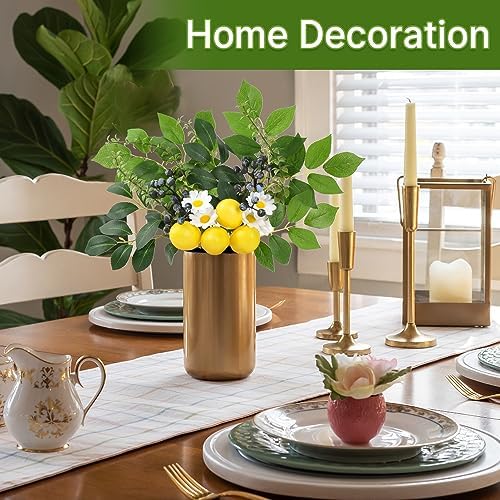 Artificial Lemon Blueberry Branches 2Pcs 145 Inch Fake Flowers for Centerpieces