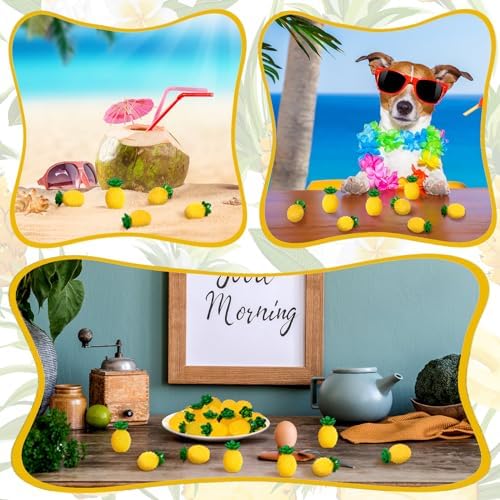 100 Pcs Mini Resin Pineapples Glow in the Dark Decorations