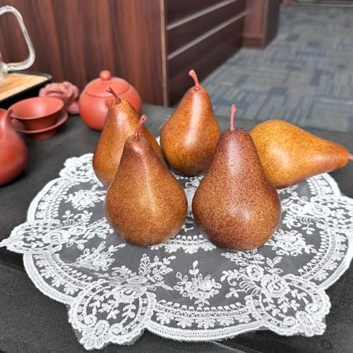 Lovmeety 6Pcs Artificial Brown Pears Decor