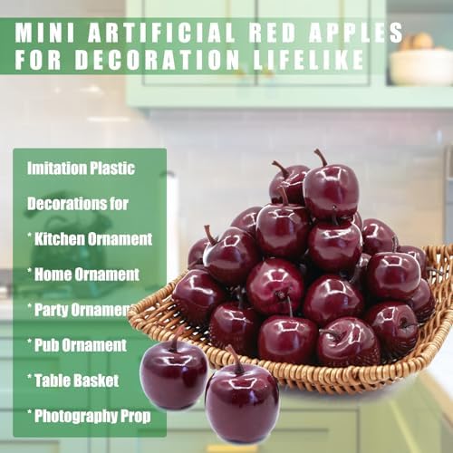 Tuxiaobu Lifelike Fake Apples 30 Pcs Red Artificial Fruit Decorations