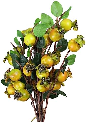 Group of 6 Artificial Pomegranate Branches for Vase Decor