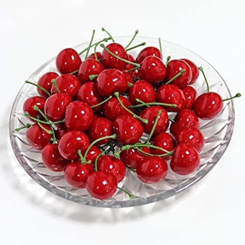 50Pcs Red Artificial Cherries for Decor and Crafting