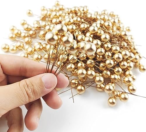 GXXMEI 300PCS Artificial Holly Berries Gold
