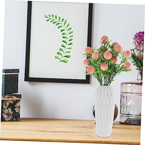 Artificial Peach Branches Vase Decor Set