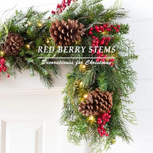 COSOKUU Fake Red Berry Christmas Decor 30 Pcs Artificial Fruit